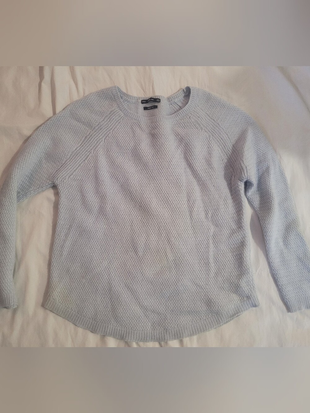 Heavily Stained Light Blue Women’s Knit Sweater - Unbranded